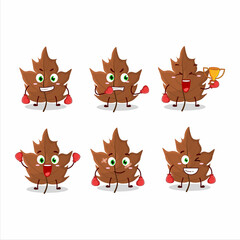 A sporty maple dried leaf boxing athlete cartoon mascot design