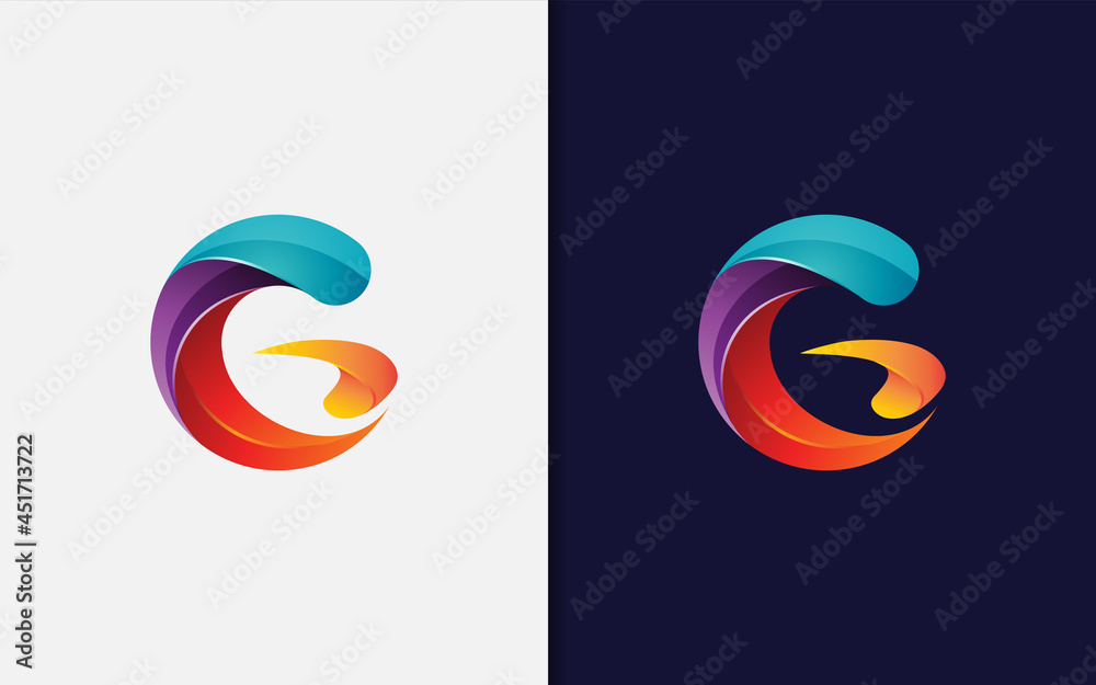 Poster abstract colorful letter g with colorful and gradient style logo design.