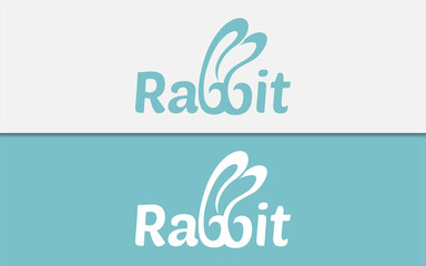 Rabbit Logo Design with Combination of Rabbit Ears in Word elements.