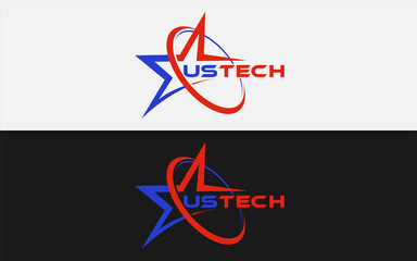 US tech with Star and Modern Circle Style Logo Design.
