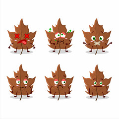 Maple dried leaf cartoon character with nope expression