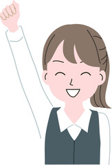 片手をあげるビジネスウーマン