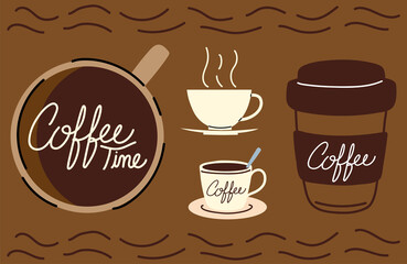 set of coffee time cups