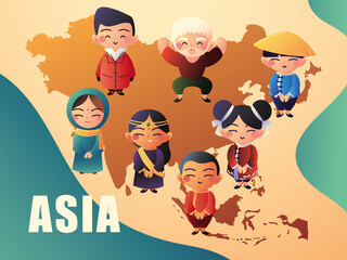 map of asia and people