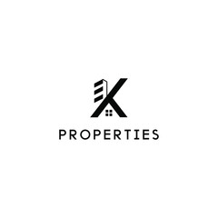 K logo design with home or property icon. vector illustration inspiration