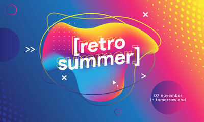 Abstract summer start fest poster. Cyber game festival. Liquid Shape Vector Illustration.