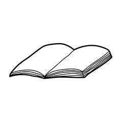 simple single open book lineart vector illustration icon design template with doodle hand drawn style for education and print coloring book