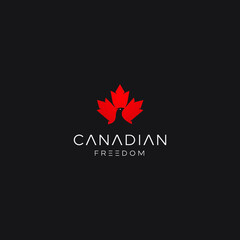 Canadian Leaf and bird logo design. simple, clean, modern, vector icon inspiration