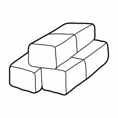 pile of rubber eraser lineart vector illustration icon design template with doodle hand drawn style for education and print coloring book