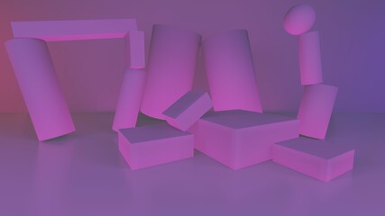 geometric shapes with a purple glow