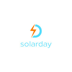 Power, bolt or lighting, and S and D letter logo on the symbol. solar energy icon. vector illustration inspiration