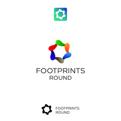 Moder Footprints round like unity logo design. vetor icon illustration inspiration