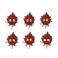 Cartoon character of brown autumn leaf with what expression