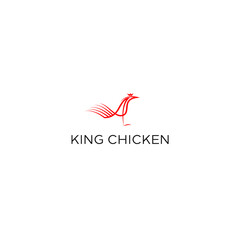 simple, clean, unique chicken line art and crown for a king, vector icon illustration inspiration