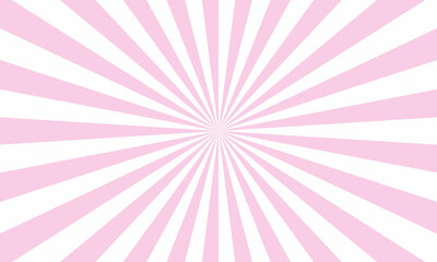 Pink white color burst background. Rays background in retro style. Vector.
