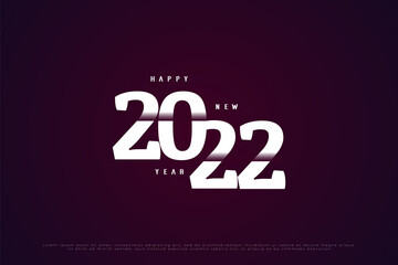 Happy new year 2022 with misaligned numbers illustration.