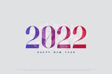 Happy new year 2022 with numbers in a combination of several bright colors.