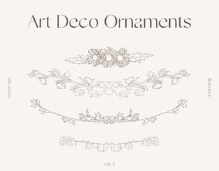 Set of floral elements decorative branches vector