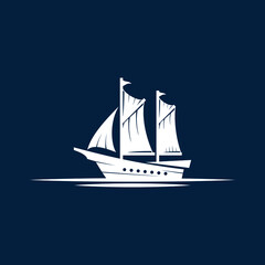 Traditional ship logo design vector graphic