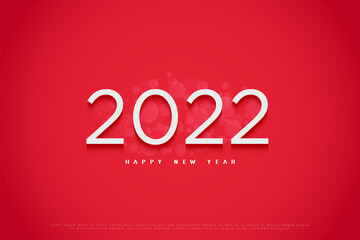 Fototapeta na wymiar Happy new year 2022 with white 3d numbers illustration.