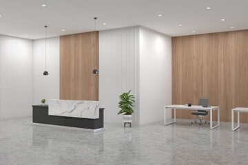 Office Reception Desk Mockup front view interior design