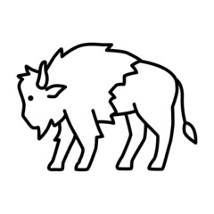 Outline figures of African animal. Vector icon bison