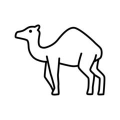 Outline figures of African animal. Vector icon camel