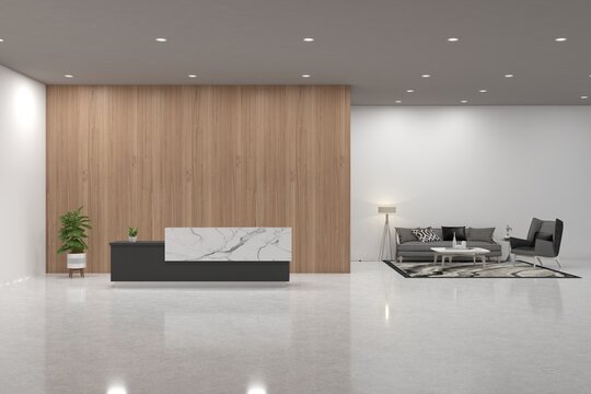 Office Reception Desk Mockup Front View Interior Design