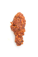 fried chicken with spicy Korean sauce on white background