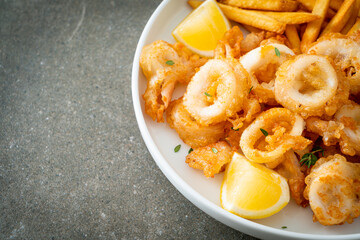 calamari - fried squid or octopus with fries