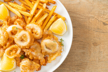 calamari - fried squid or octopus with fries