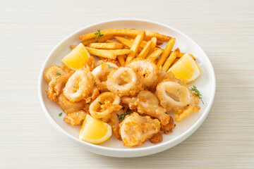 calamari - fried squid or octopus with fries