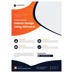 3d Interior Design Online Class Flyer