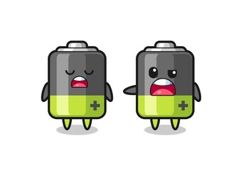 illustration of the argue between two cute battery characters
