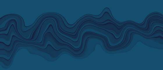 アルコールインクの抽象背景）くねくねの層　バナー　ビンテージ　ナチュラル　アート　波　ダーク　青