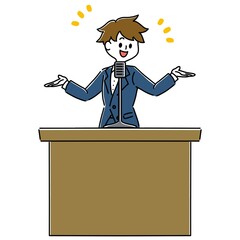 スピーチする人　登壇