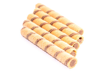 waffle rolls isolated on white background