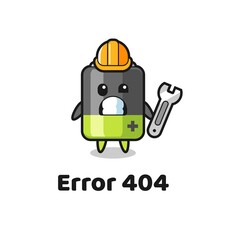 Fototapeta premium error 404 with the cute battery mascot