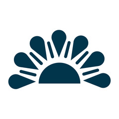 Dark blue half color sunflower vector ico