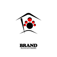 dog paw with a house icon logo
