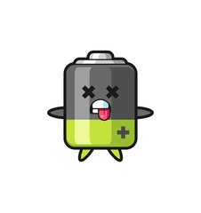 character of the cute battery with dead pose