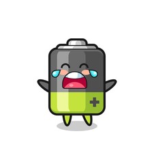 Fototapeta premium the illustration of crying battery cute baby