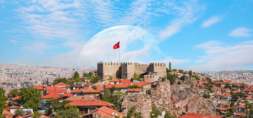 Ankara is capital city of Turkey - View of Ankara castle and interior of the castle