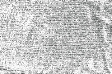 Grunge texture of rough, dense denim fabric. Uneven crumpled black and white fabric. Abstract background. Vector illustration. Overlay template.