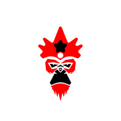 gorilla head with a red and white logo on it icon logo