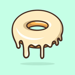 Donut melted illustration with outline Premium Vector. sweet donut melted vector illustration.