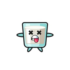 character of the cute milk with dead pose