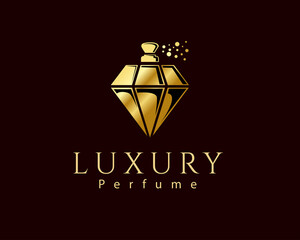 Crystal bottle perfume elegant luxury icon symbol logo template illustration