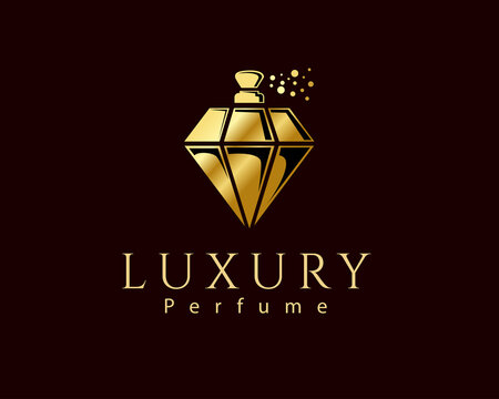 Crystal bottle perfume elegant luxury icon symbol logo template illustration