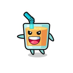 orange juice cartoon with very excited pose